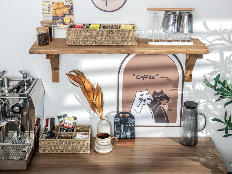 StorageWorks Small Baskets for Organizing  Wicker Baskets for Organizing with 4 Sections  Seagrass Baskets  Handwoven Desk Baskets for Shelves  Pantry  Coffee Bar  2 Pack - Image 5