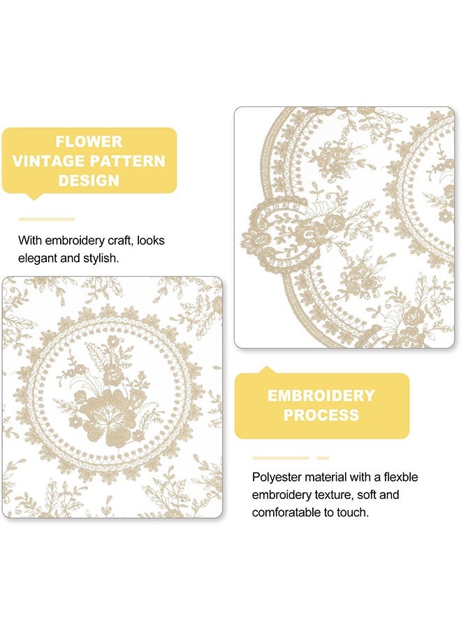 قطعتان من مفارش المائدة ذات الدانتيل بتصميم كلاسيكي، مقاس 13×13 بوصة، مفرش كروشيه فرنسي دائري، مزخرف بشكل رقيق، مفرش مزهرية، لتزيين طاولة الطعام والمنزل (بيج) - Image 3