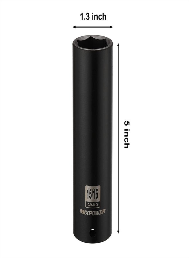 MIXPOWER 1/2" Dr. x 15/16 Inch Extra Long Deep Impact Socket, 6 Point, Cr-Mo Alloy Steel, 5 Inch Length, 15/16" - Image 3