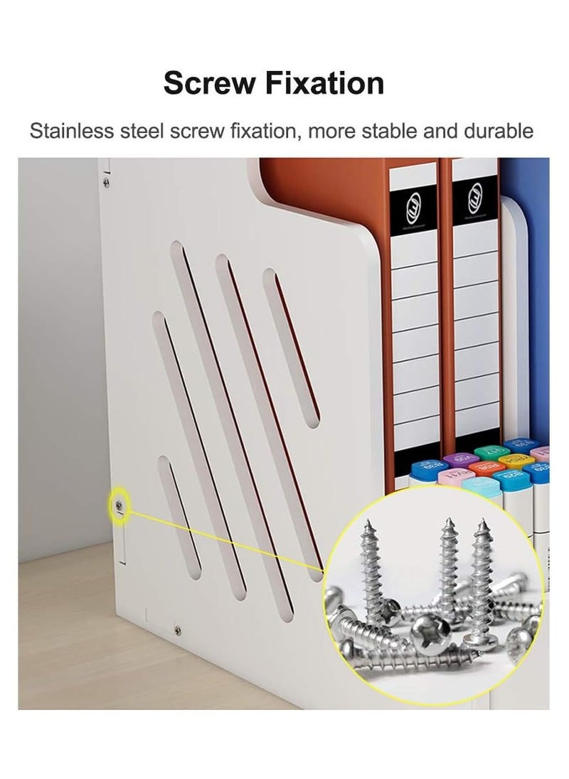 White Desktop Organiser, Large Capacity Desk File Organiser Office Stationery Desk Tidy Storage Rack Sorter for A4 Papers, Pens, Books, Letters and Documents