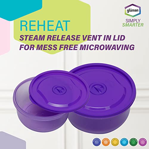 Gluman Microwave Container Set of 4 with Vent Knob for Steam Release | 100% Food Grade | Dishwasher Safe | Freezer Safe | Microwave Safe | Reusable | Recyclable (Microvent_Purple) (Plastic) - Image 4