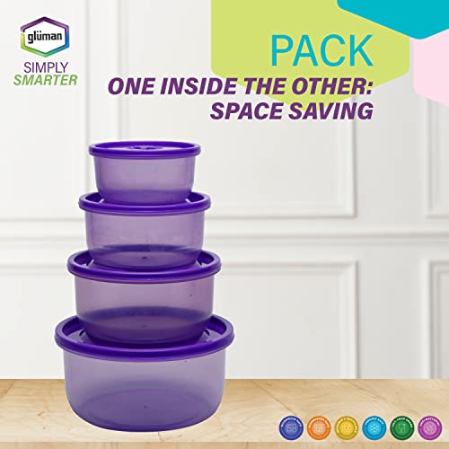 Gluman Microwave Container Set of 4 with Vent Knob for Steam Release | 100% Food Grade | Dishwasher Safe | Freezer Safe | Microwave Safe | Reusable | Recyclable (Microvent_Purple) (Plastic) - Image 5
