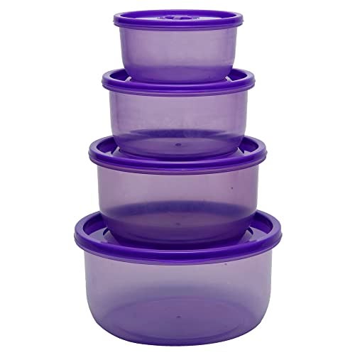 Gluman Microwave Container Set of 4 with Vent Knob for Steam Release | 100% Food Grade | Dishwasher Safe | Freezer Safe | Microwave Safe | Reusable | Recyclable (Microvent_Purple) (Plastic) - Image 1