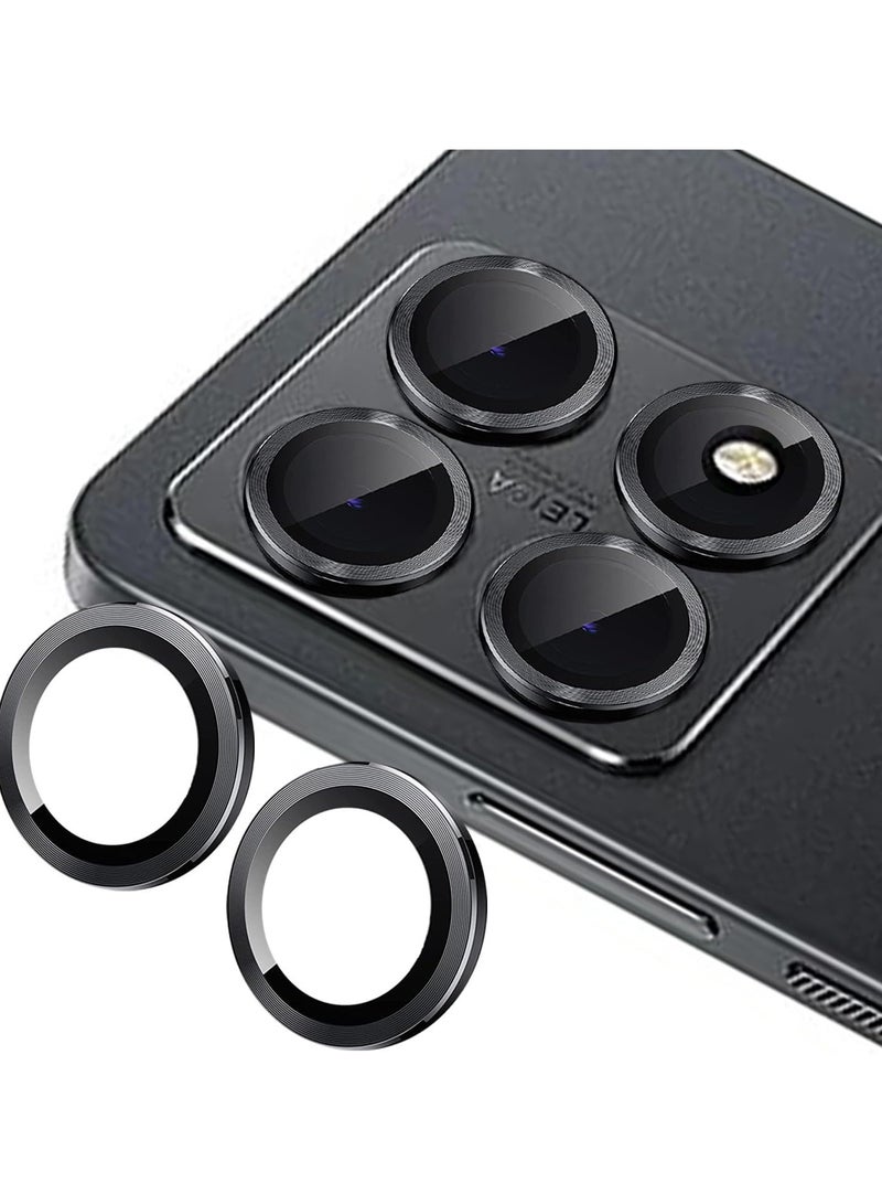 حامي عدسة الكاميرا لهاتف شاومي 14T، مقاوم للخدوش، وضوح عالي، زجاج مقسى فائق النحافة 9H مع حواف من الألمنيوم، غطاء عدسة معدني فردي (أسود) - Image 1