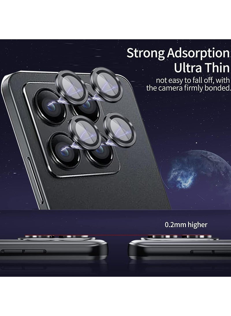حامي عدسة الكاميرا لهاتف شاومي 14T، مقاوم للخدوش، وضوح عالي، زجاج مقسى فائق النحافة 9H مع حواف من الألمنيوم، غطاء عدسة معدني فردي (أسود) - Image 4