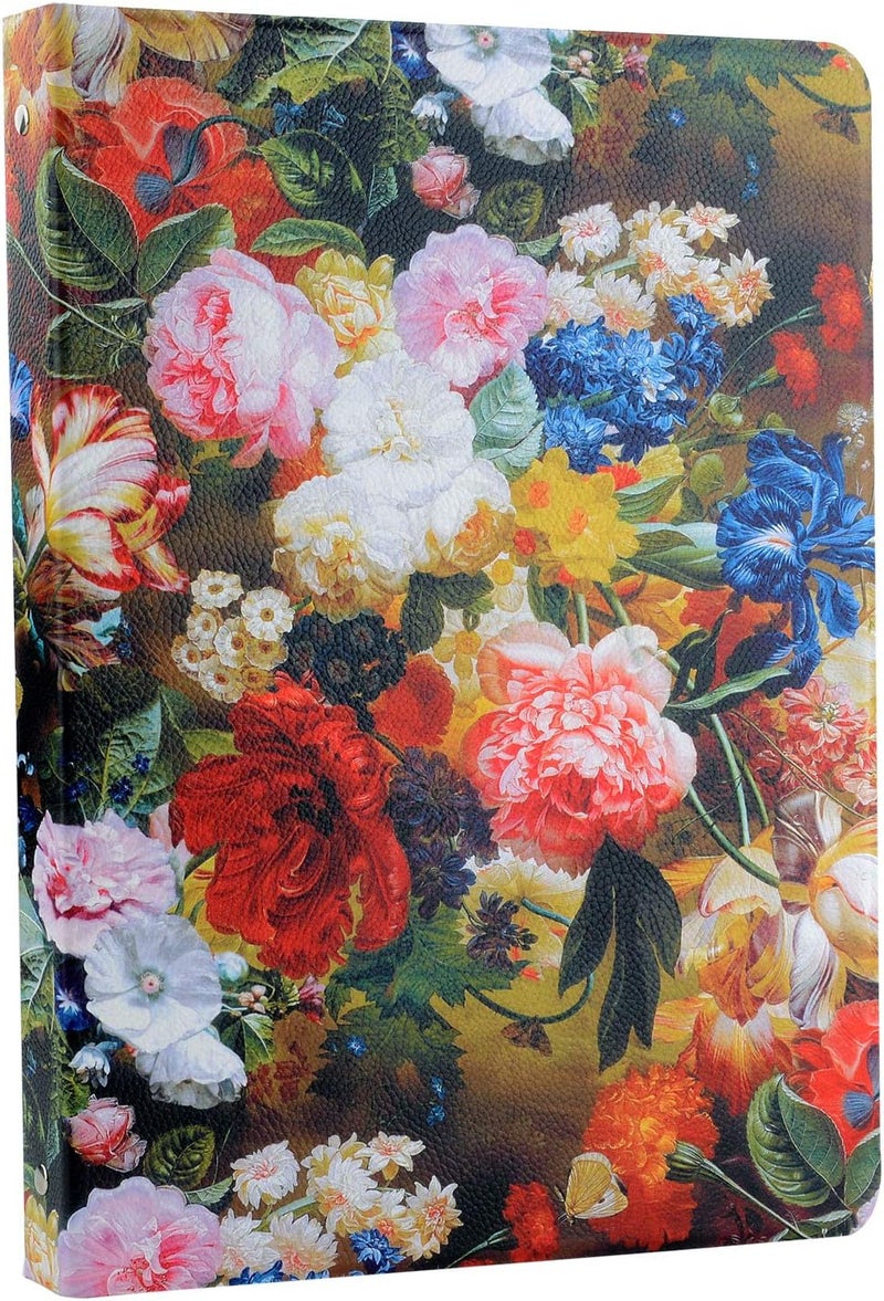 XIAOZHI 3-Ring Binder Portfolio Case, Floral Painting PU Leather Binder Padfolio, Business Planner Organizer with Notepad Holder, Red, 9.5x9.5x12.8 in. (WMQ027-Red) - Image 2