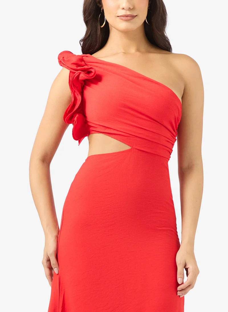 Ella  One Shoulder Dress With Waist Cut Out for Women | Best Price UAE