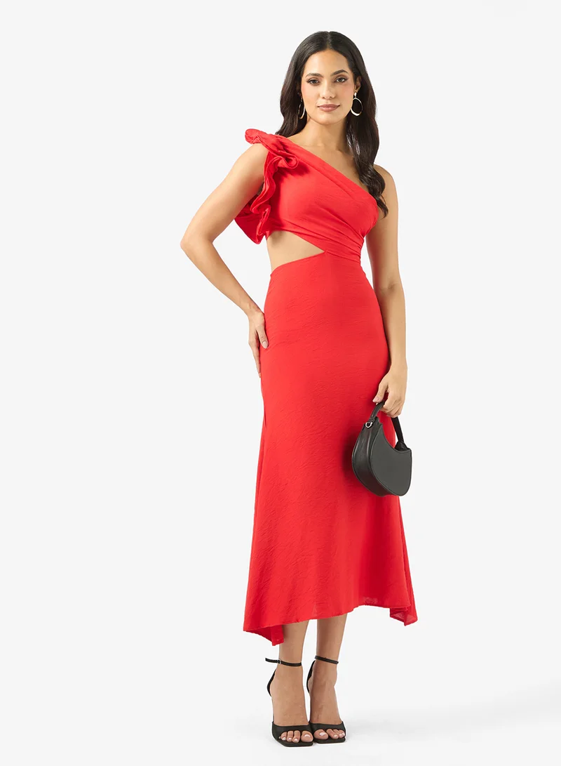 Ella  One Shoulder Dress With Waist Cut Out for Women | Best Price UAE