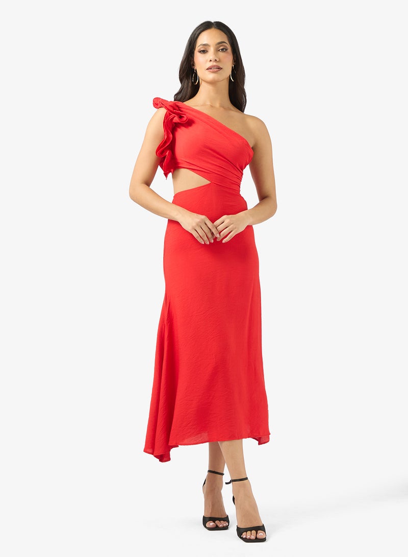 ايلا فستان بكتف واحد مع فتحة خصر - Image 1