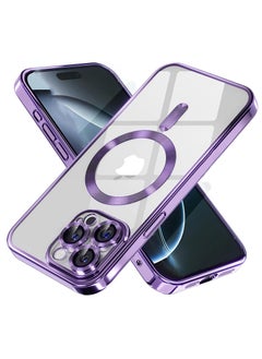 Premium Soft Clear Case for iPhone 15 Pro Max Camera Lens Full Protection, Compatible with MagSafe Wireless Charging, Shockproof Electroplated TPU Phone Cover iPhone 15 Pro Max 6.7 Inch 2023 -Purple
