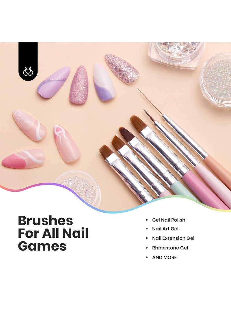 beetles Gel Polish Beetles Nail Art Brushes Set Gel Polish Nail Art Design Pen Painting Tools Fingernail Brush Nail Cleaning Brush Nail Art Liner Brush and Nail Dotting Pen Salon Gifts for Mom  - Image 3