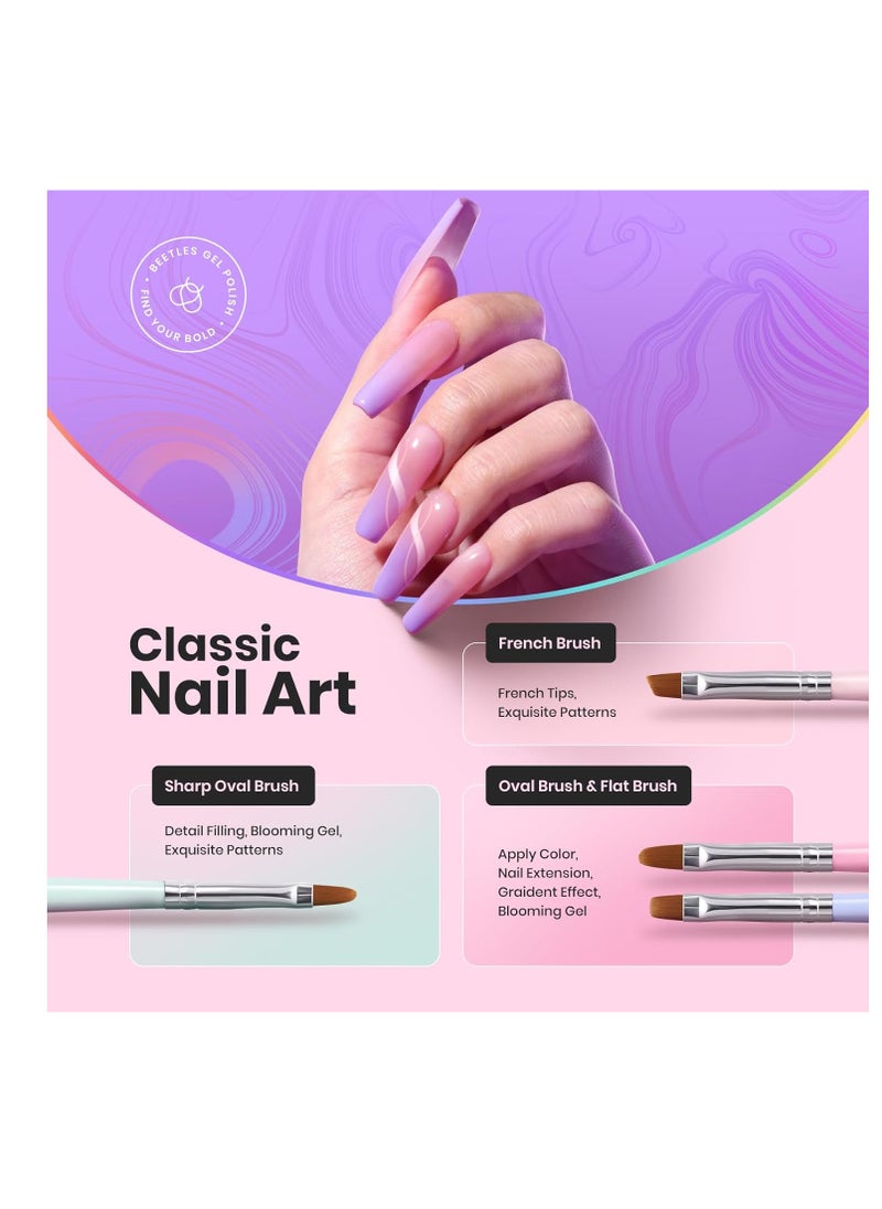 beetles Gel Polish Beetles Nail Art Brushes Set Gel Polish Nail Art Design Pen Painting Tools Fingernail Brush Nail Cleaning Brush Nail Art Liner Brush and Nail Dotting Pen Salon Gifts for Mom  - Image 4