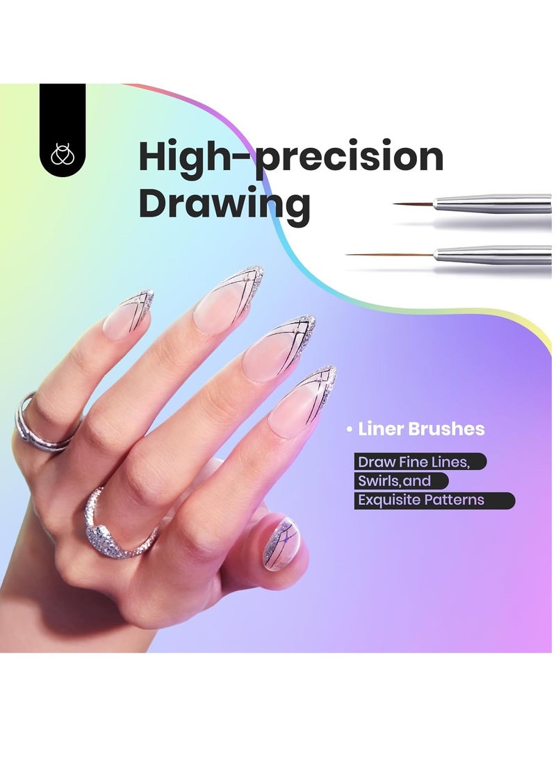 beetles Gel Polish Beetles Nail Art Brushes Set Gel Polish Nail Art Design Pen Painting Tools Fingernail Brush Nail Cleaning Brush Nail Art Liner Brush and Nail Dotting Pen Salon Gifts for Mom  - Image 5