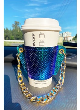 Bahels Women's Hologram Chain Coffee Cup Sleeve Leather Cup Holder  - Image 1