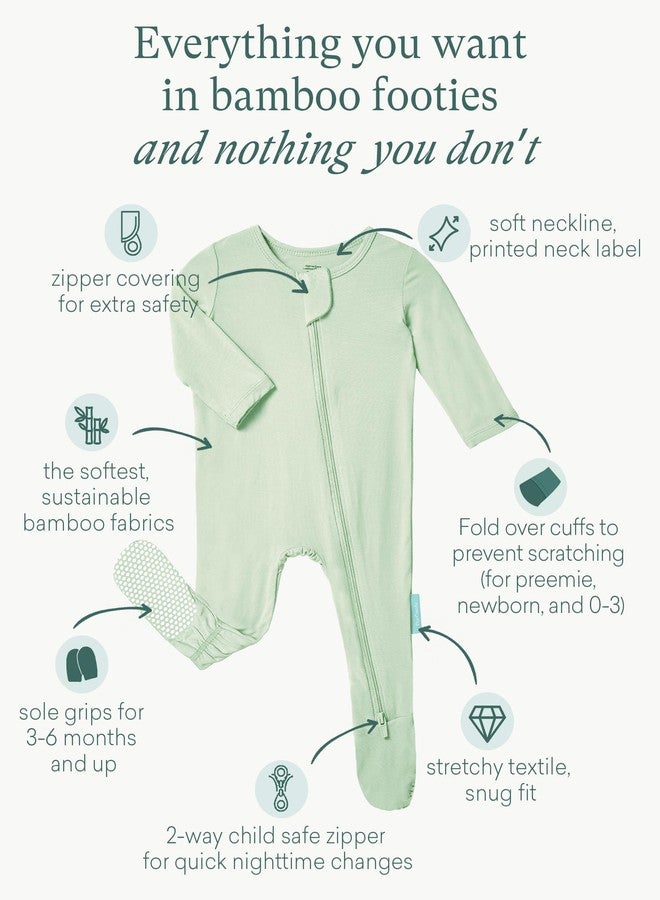 PurComfy Baby Zipper Footie Pajamas, Supersoft Bamboo Rayon Baby Footed Pjs Boy Girl 0-3-6-9-18-24 Month Coverall Sleepers, Sage, 12-18 Months - Image 2