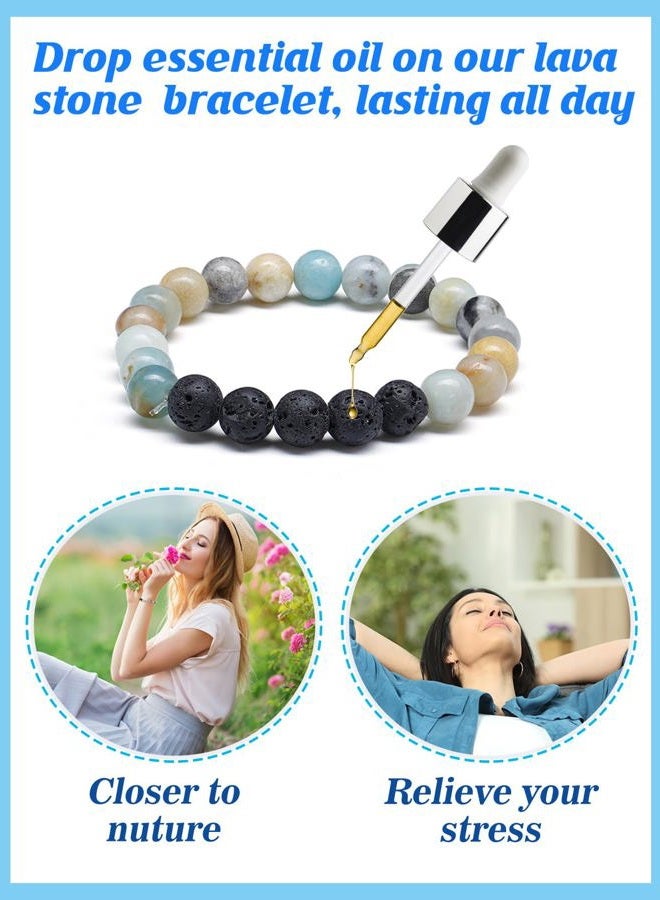 Apipi 6 Pack Lava Stone Bead Bracelet,Natural Stones Stretch Bracelets - Aromatherapy Essential Oil Diffuser Healing Crystal Bracelets for Women Girls (8mm) - Image 3