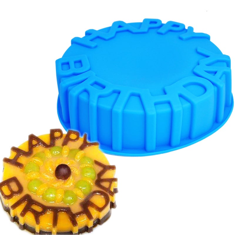XHaibei 7Inch Round Happy Birthday Cake Pan  Breakable Chocolate Surprise Gift Mold  FoodGrade Silicone  EasytoUse Baking  Chocolate Mold