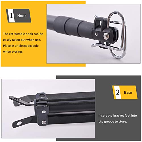OMUKY Telescopic Lantern Stand with Base Outdoor Camping Lamp Stand Pole Adjustable Lantern Pole (Black) - Image 5
