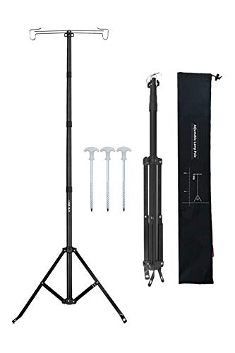 OMUKY Telescopic Lantern Stand with Base Outdoor Camping Lamp Stand Pole Adjustable Lantern Pole (Black) - Image 1