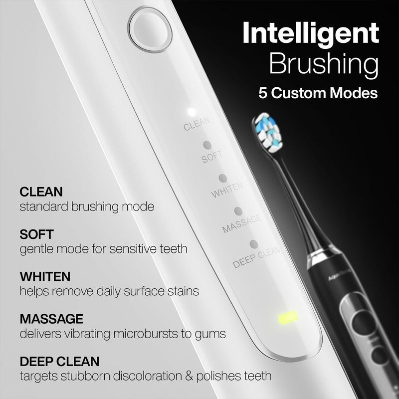 Aquasonic Duo Series PRO UV - ADA Accepted Electric Toothbrushes with UV Sanitizer - Inductive Charging Base - 5 Modes with Smart Timers - 10 Proflex Brush Heads & 2 Travel Cases - Image 5