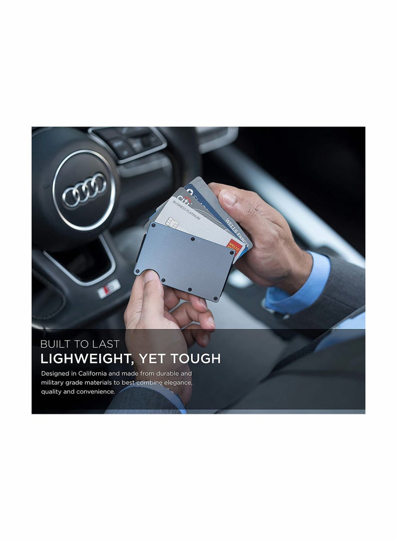 محفظة رفيعة مانعة لتقنية RFID للرجال والنساء، تصميم جيب أمامي بسيط، مصنوعة من الألمنيوم المتين مع مشبك نقود، مثالية لبطاقات الائتمان وحامل الهوية - Image 2