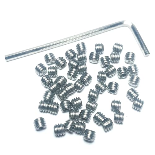 ZDingTech 50pcs Set Screws 8-32 x 1/8 inch 304 Stainless Steel Allen Head Hex Hexagon Socket Set Screws with 5/64 Allen Wrench,Set Grub Screws Hex Allen Head Socket Set Screws.(1/8" Length) - Image 1