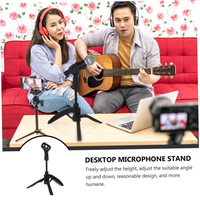 Adjustable Telescopic Microphone Stand Holder Table Support Stable Base Easy to Store - Image 5