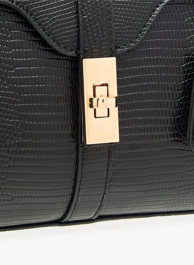 Celeste Women Textured Satchel Bag with Detachable Strap and Flap Closure
