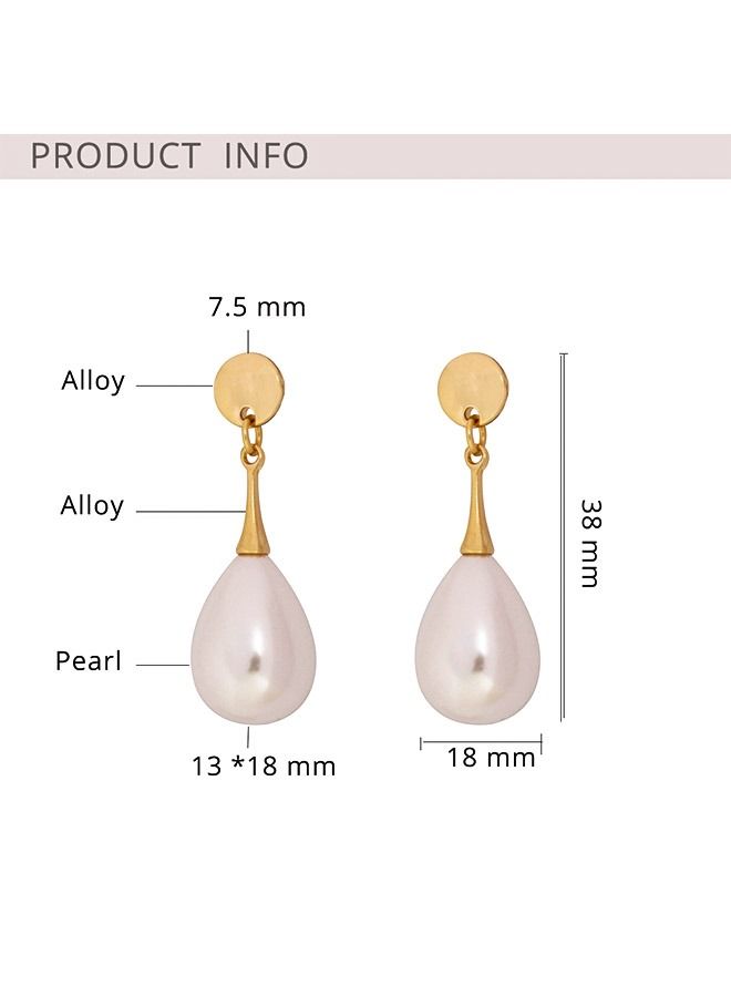 Baroque Imitation Pearl Clip Earrings Gold Plated Non Pierced Clip, Alloy Anti Rust Anti Corrosion Small and Portable Painless Earring, Fashion Simplicity Earring (Gold) - Image 2