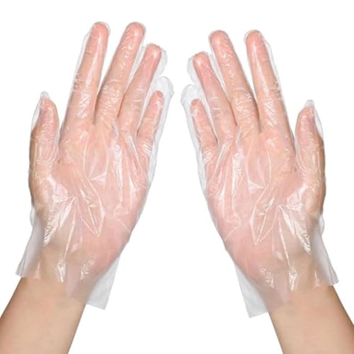 Adbeni Disposable Transparent Gloves 100 Pcs & Shower Caps 50 Pcs | Waterproof, Latex-Free | For Hair Coloring, Food Handling, Cleaning, Bathing, Kitchen & Salon | One Size Fits Most - Image 3