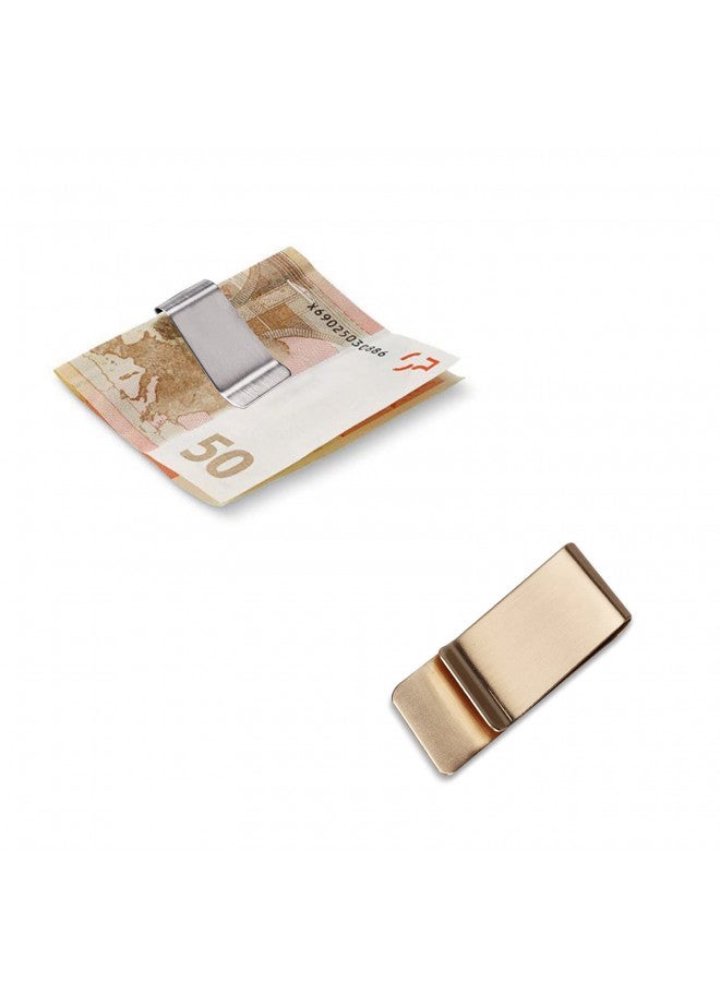 WAFJAMF WAFJAMF Small Pack of 2 Silver & Gold Men's Slim Money Clip Stainless Steel Credit Card Holder Pocket Cash Wallet (Silver + Golden) - Image 2
