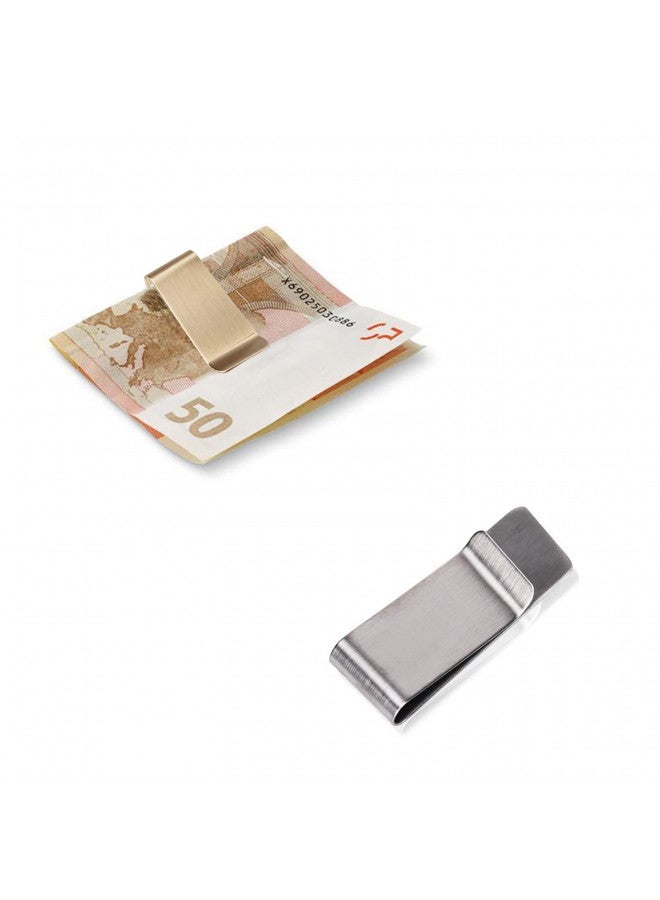 WAFJAMF WAFJAMF Small Pack of 2 Silver & Gold Men's Slim Money Clip Stainless Steel Credit Card Holder Pocket Cash Wallet (Silver + Golden) - Image 3