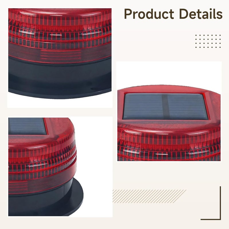 2 Pcs Led Warning Lights for Vehicles, Solar-Powered, 12.00 X 12.00 X 6.50 Cm, Abs Build, Multi-Color, High Visibility for Night Safety - Image 2