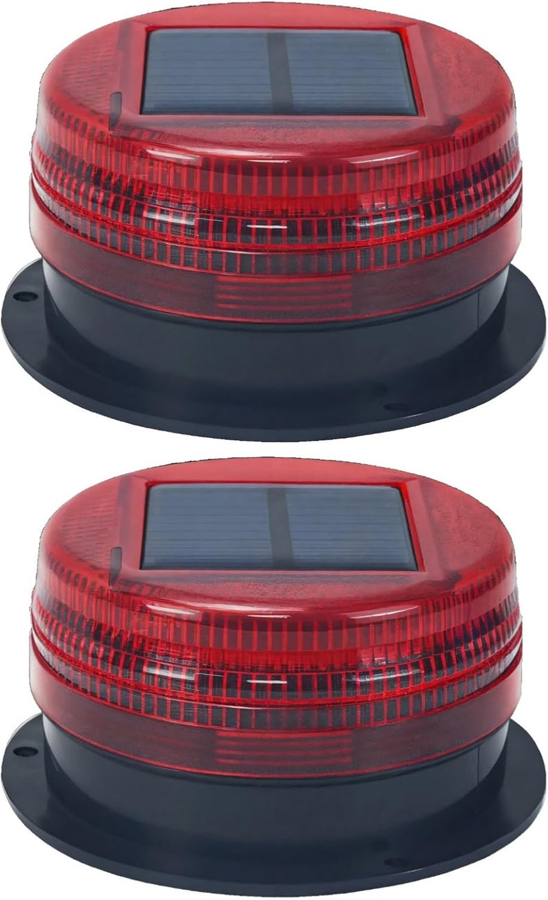 2 Pcs Led Warning Lights for Vehicles, Solar-Powered, 12.00 X 12.00 X 6.50 Cm, Abs Build, Multi-Color, High Visibility for Night Safety - Image 1