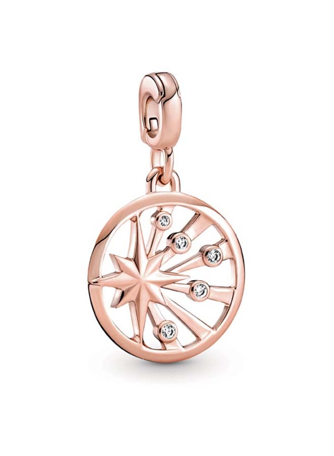 باندورا ميدالية نجمة مطلية بالذهب الوردي عيار 14 قيراط مع زركونيا مكعبة شفافة - Image 1