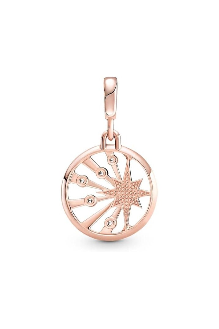 باندورا ميدالية نجمة مطلية بالذهب الوردي عيار 14 قيراط مع زركونيا مكعبة شفافة - Image 2