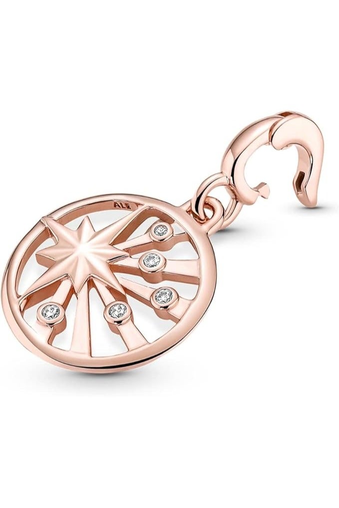 باندورا ميدالية نجمة مطلية بالذهب الوردي عيار 14 قيراط مع زركونيا مكعبة شفافة - Image 3