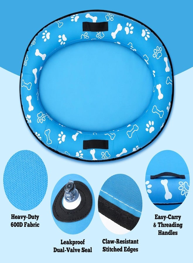 Vortexain Inflatable Dog Pool Float with Rope, 53x36 Inch Oval Lake Floatie Raft for Large Medium Small Dogs Up to 80lb, Puppy Doggies Swimming Floaty Boat, Pet Summer Floating Mat Blue - Image 3