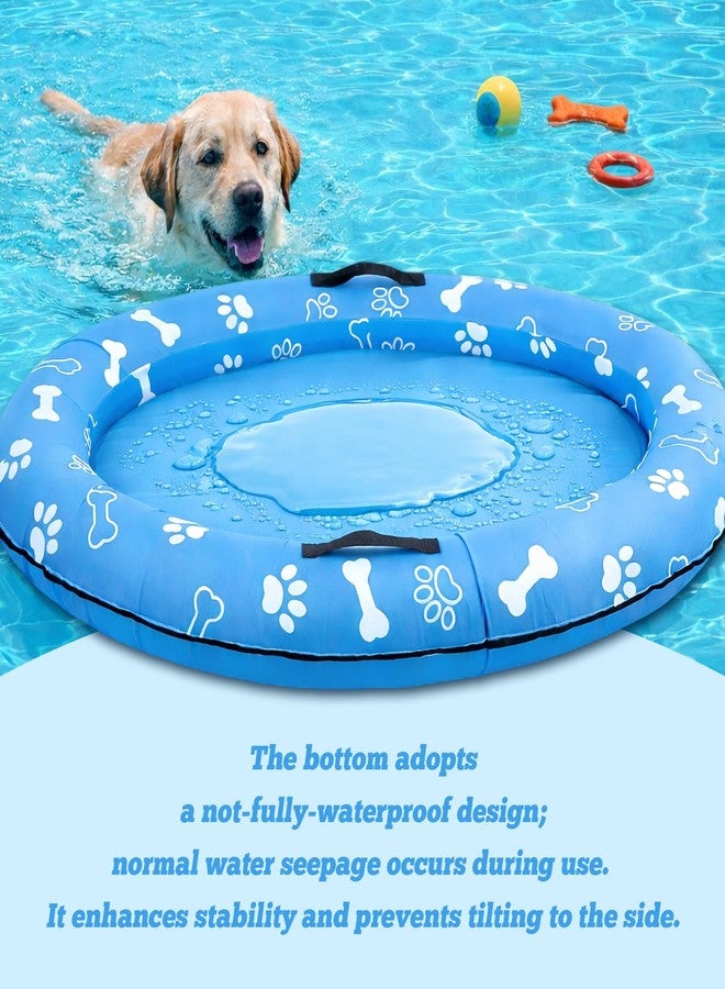 Vortexain Inflatable Dog Pool Float with Rope, 53x36 Inch Oval Lake Floatie Raft for Large Medium Small Dogs Up to 80lb, Puppy Doggies Swimming Floaty Boat, Pet Summer Floating Mat Blue - Image 4