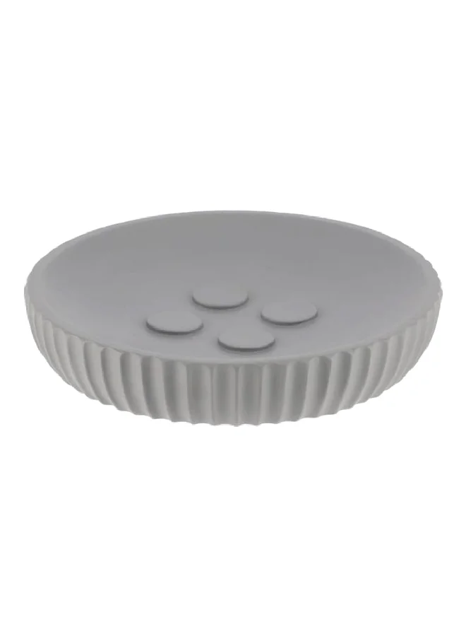 Tendance Stylish Striped Design Round Polyresin Soap Dish Grey 11 cm 64103180