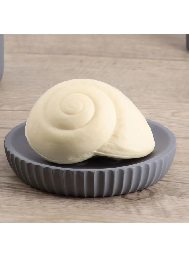 Tendance Stylish Striped Design Round Polyresin Soap Dish Grey 11 cm 64103180