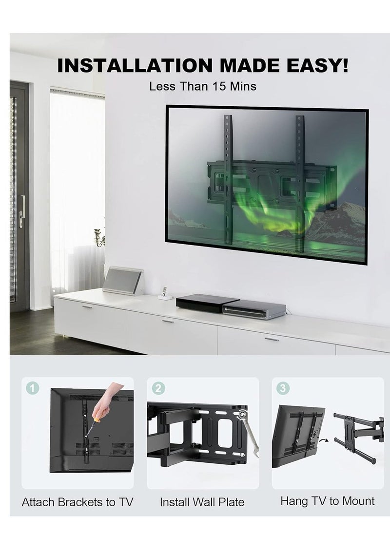 JAJEEK Full Motion Wall Mount TV Bracket for 26-55 Inch LED, LCD, OLED TVs – Dual Articulating Swivel Arms, Tilts & Swivels, Max VESA 400x400mm, Holds up to 99lbs, Adjustable Viewing Angles - Image 4