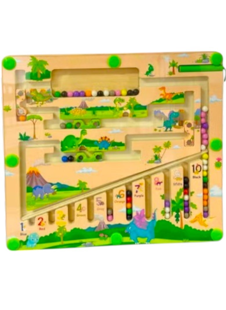 Toy Box Wooden Magnetic Maze for Toddler, Magnetic Color and Number Maze, Montessori Wooden Color Matching Learning Counting Puzzle Board, Counting Matching Activities Fine Motor Skills Toys for Kids  - Image 1