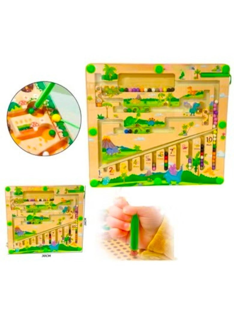 Toy Box Wooden Magnetic Maze for Toddler, Magnetic Color and Number Maze, Montessori Wooden Color Matching Learning Counting Puzzle Board, Counting Matching Activities Fine Motor Skills Toys for Kids  - Image 2