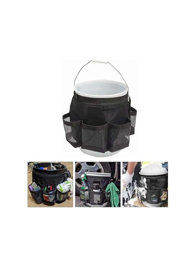 PROMASS promass Car Wash Tool Storage Bag, Multi-Purpose Bucket Car Wash Tool Storage Container, 5 Gallon Fishing Bucket Storage Bag with Quick Dry Function, External Mesh Pocket for Car Supplies  - Image 2