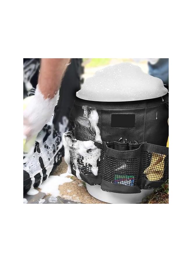 PROMASS promass Car Wash Tool Storage Bag, Multi-Purpose Bucket Car Wash Tool Storage Container, 5 Gallon Fishing Bucket Storage Bag with Quick Dry Function, External Mesh Pocket for Car Supplies  - Image 4