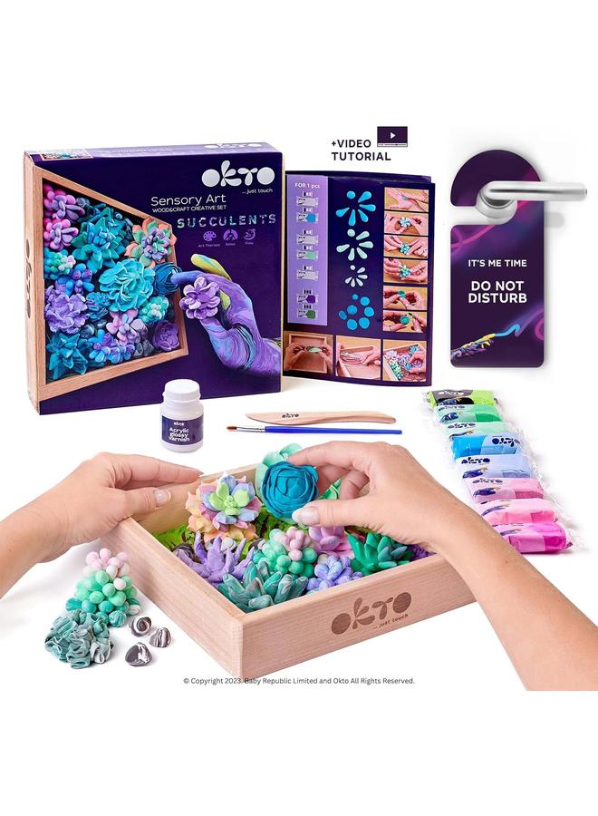 Bluejw OKTO Art Kit Energy | Succulents Art Set 3D for Home Wall Decor | Craft Kits for Adults and Teen | Craft Box with Modeling Clay for Succulents | Hobby Kits Succulent DIY Kits - Image 1