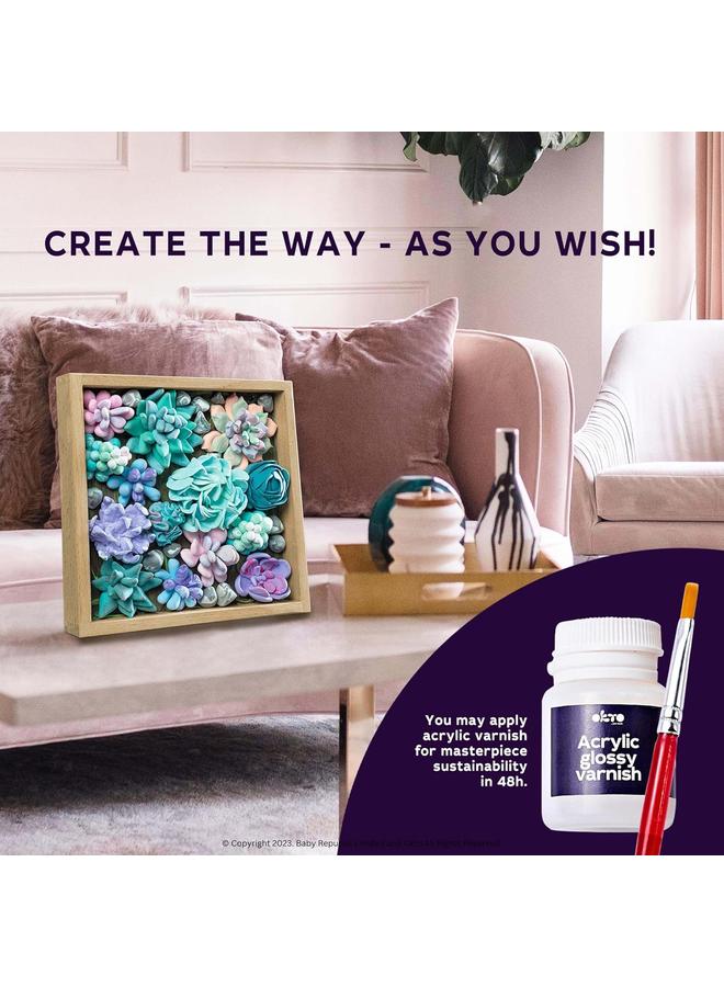 Bluejw OKTO Art Kit Energy | Succulents Art Set 3D for Home Wall Decor | Craft Kits for Adults and Teen | Craft Box with Modeling Clay for Succulents | Hobby Kits Succulent DIY Kits - Image 5