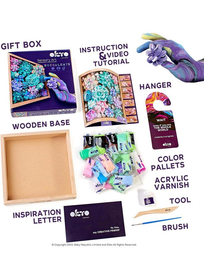 Bluejw OKTO Art Kit Energy | Succulents Art Set 3D for Home Wall Decor | Craft Kits for Adults and Teen | Craft Box with Modeling Clay for Succulents | Hobby Kits Succulent DIY Kits - Image 2