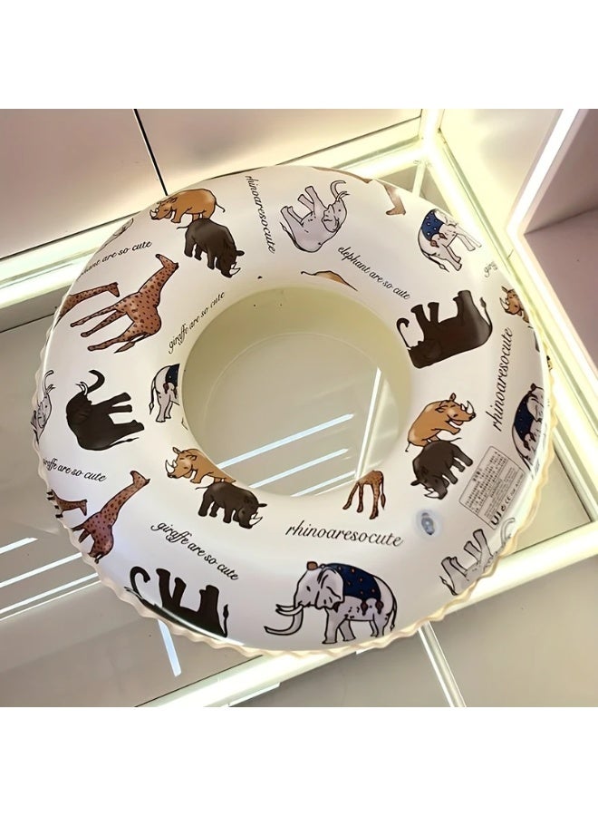 Goolsky 1pc Inflatable Swim Ring with Animal Illustrations - Adult Size, PVC Floating Pool Lounge Chair for Water Fun, Beach Parties & Photo Props, Suitable for Ages 14+, Beach Party Float | Animal Print Design | Durable PVC Materia ﻿ - Image 3